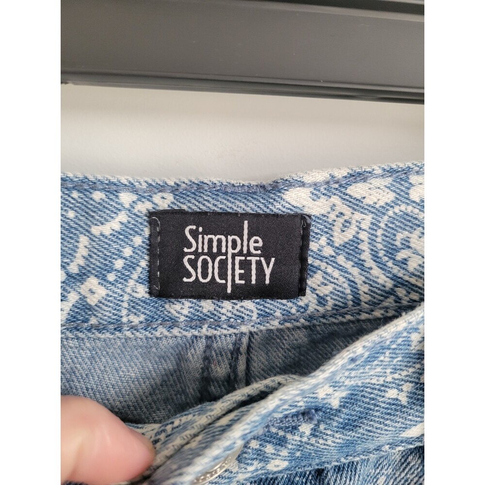 Bandana Paisley Print Straight Leg Jeans Womens Size 11/30 Boho Simple Society - Picture 3 of 6